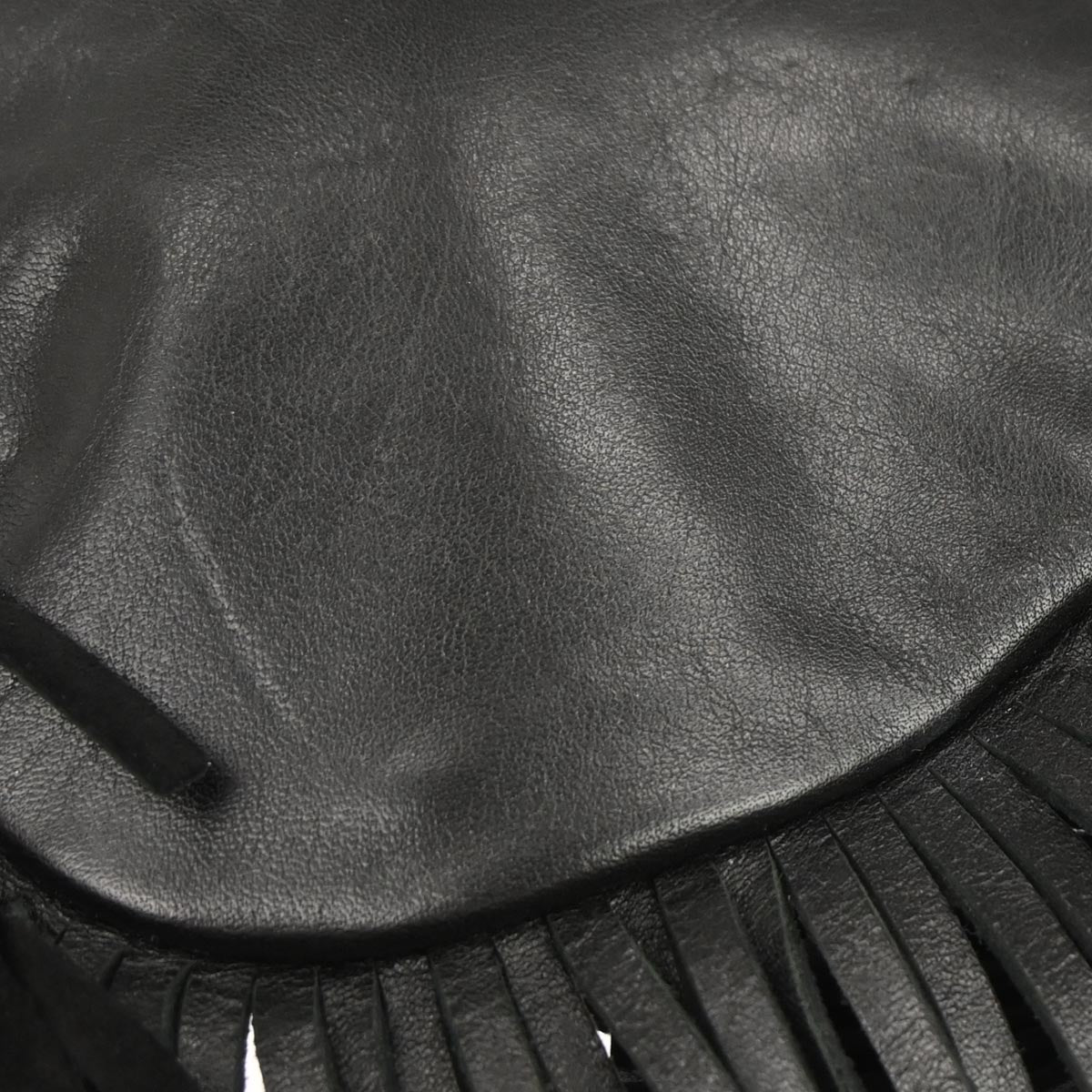 Saint Laurent Black Leather Anita Fringe Crossbody Bag