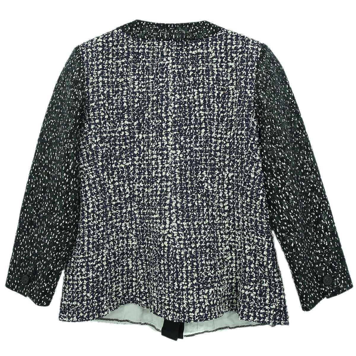 Chanel 2018-2019 Collarless Single Breasted Tweed Jacket Green #44