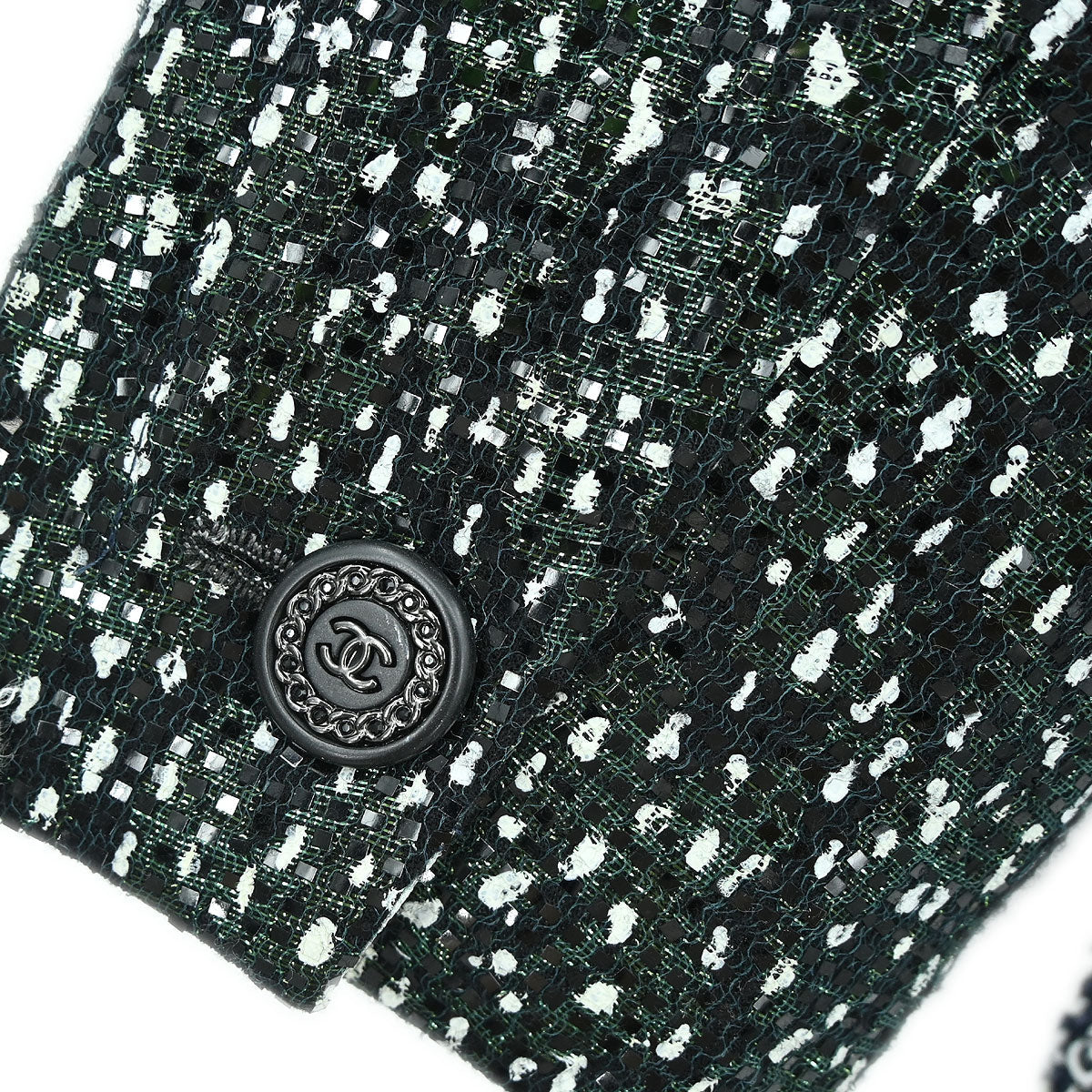 Chanel 2018-2019 Collarless Single Breasted Tweed Jacket Green #44