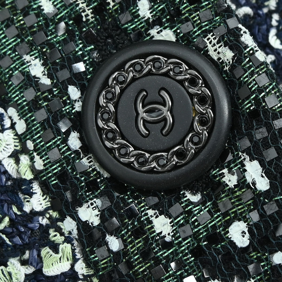 Chanel 2018-2019 Collarless Single Breasted Tweed Jacket Green #44
