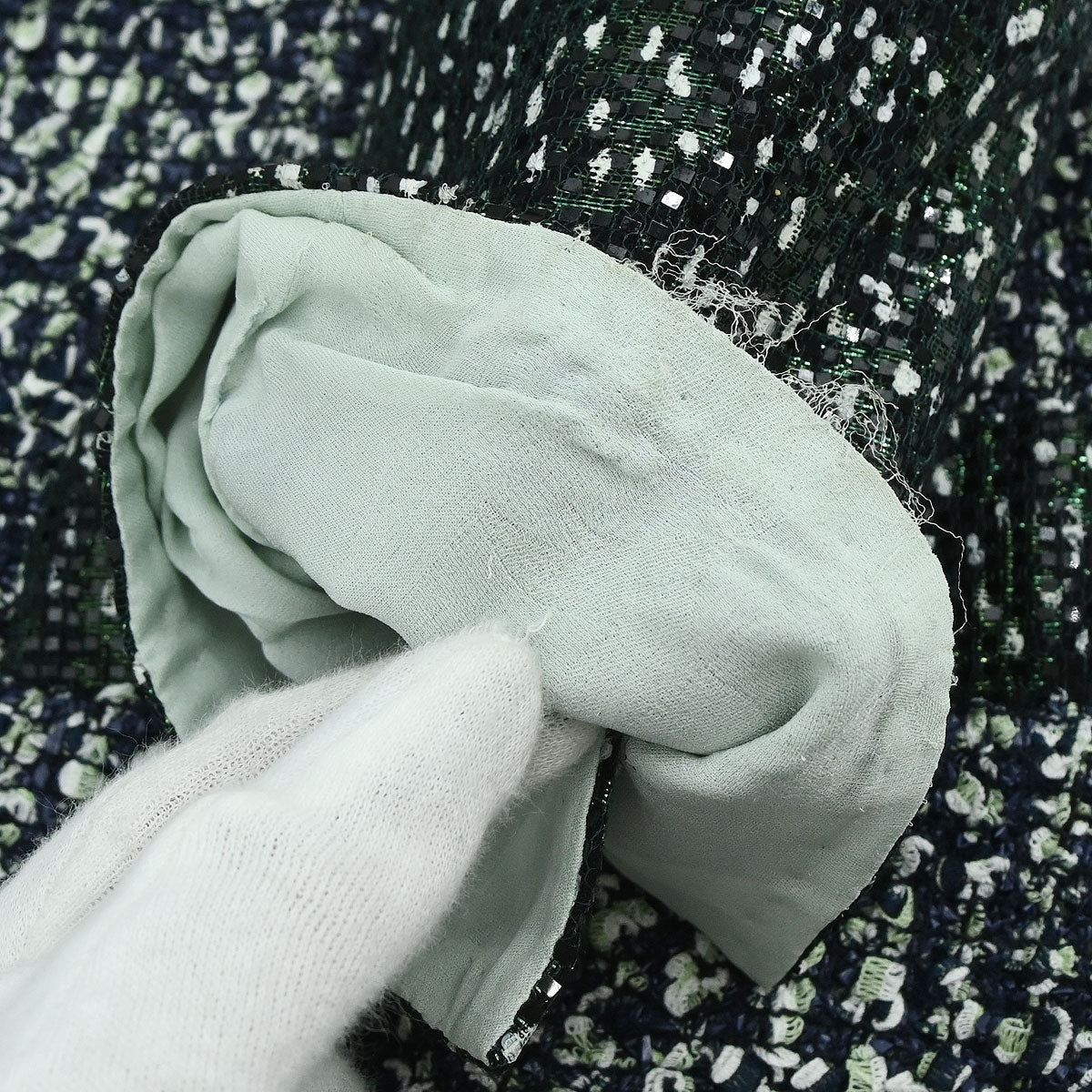 Chanel 2018-2019 Collarless Single Breasted Tweed Jacket Green #44