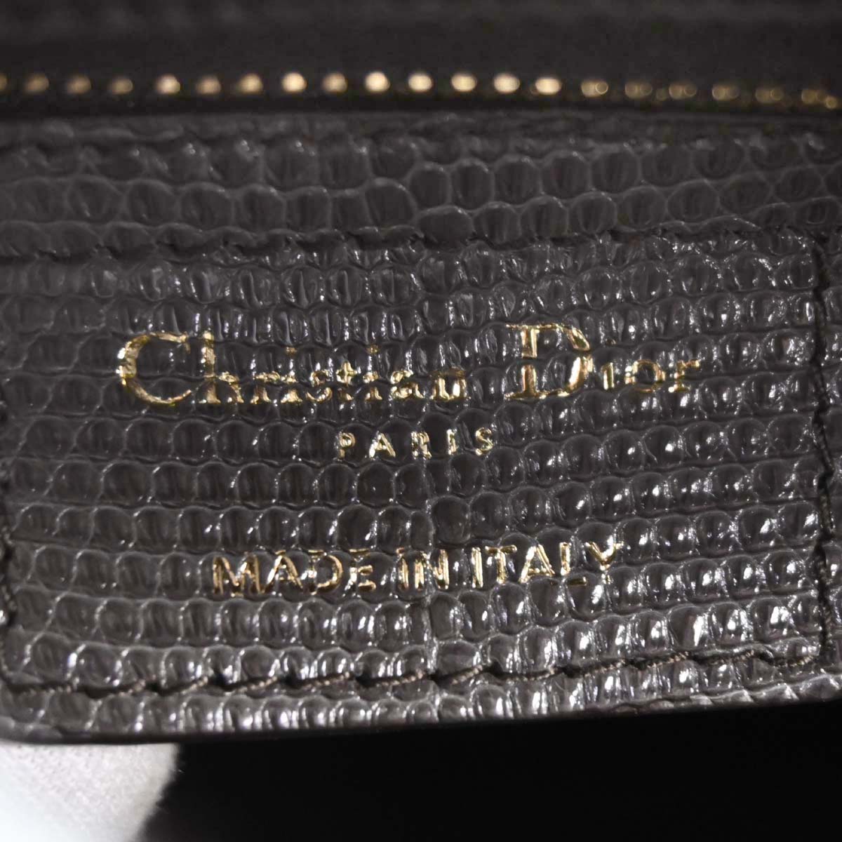 Christian Dior * Gray Lizard Lady Dior 2way Shoulder Handbag