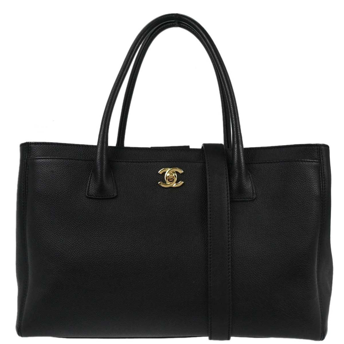 Chanel 2013-2014 Black Calfskin Executive Cerf 2way Shoulder Tote Bag