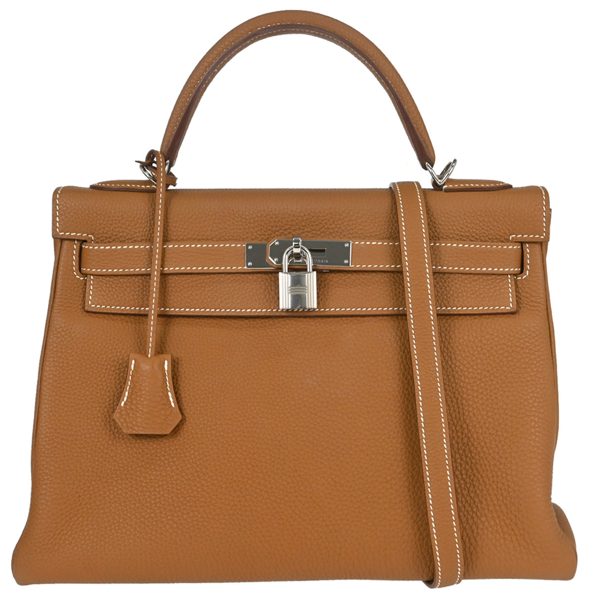 Hermes Gold Taurillon Clemence Kelly 32 Retourne 2way Shoulder Handbag