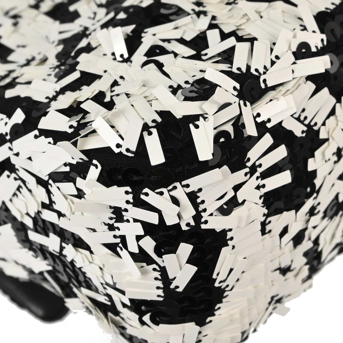 Chanel Black White Sequins Single Flap Shoulder Bag