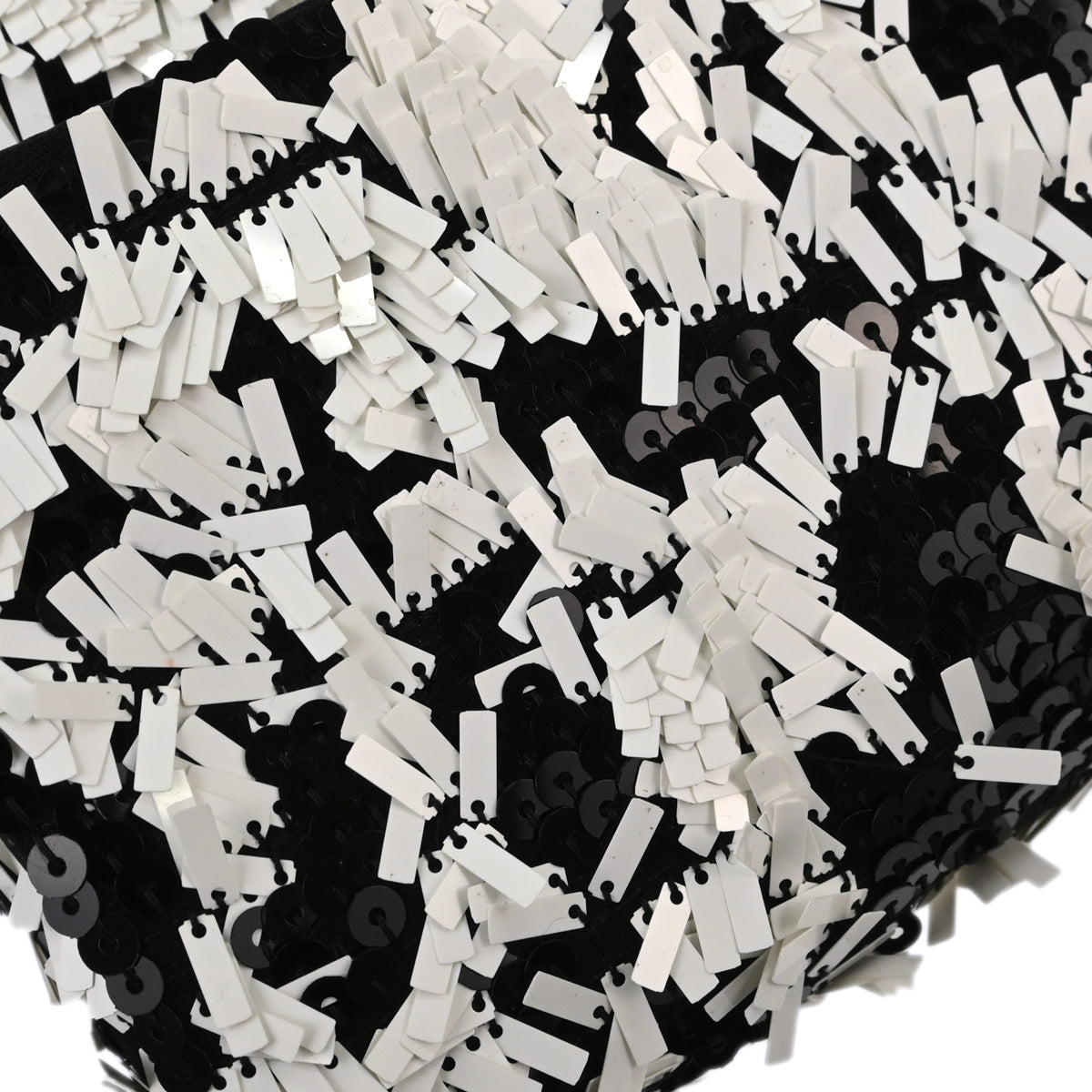 Chanel Black White Sequins Single Flap Shoulder Bag