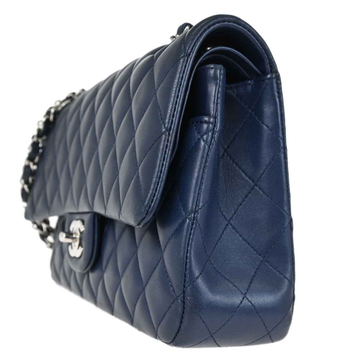 Chanel Navy Lambskin Medium Classic Double Flap Shoulder Bag