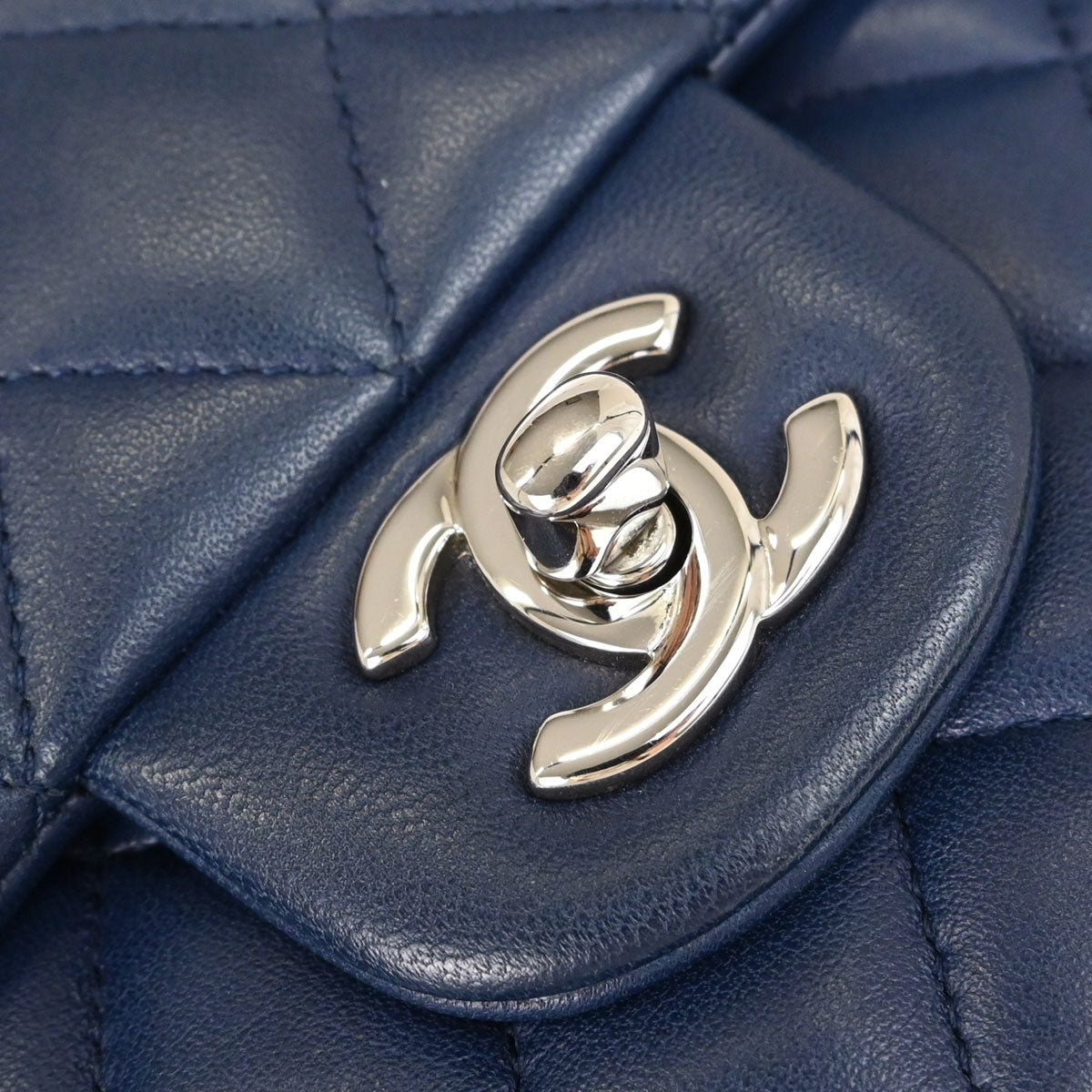 Chanel Navy Lambskin Medium Classic Double Flap Shoulder Bag