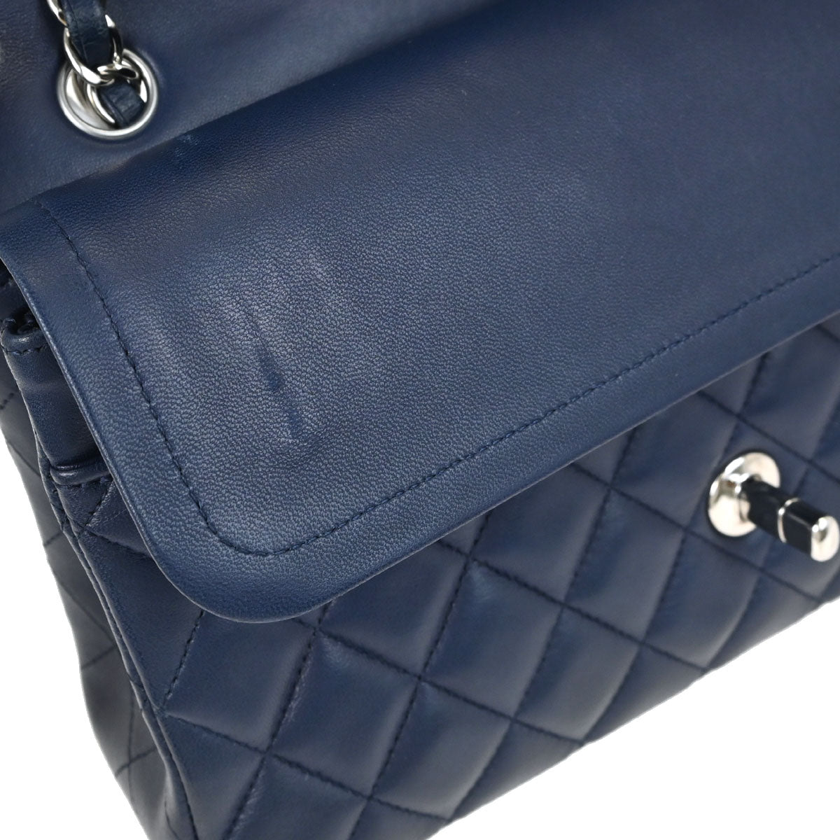 Chanel Navy Lambskin Medium Classic Double Flap Shoulder Bag