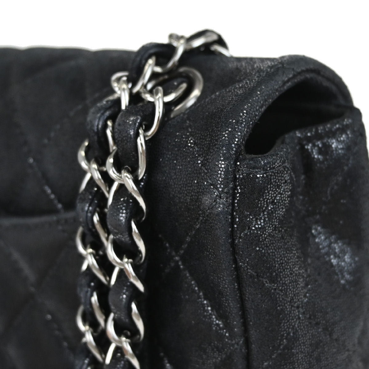 Chanel Metallic Black Calfskin Crystal CC Shoulder Bag