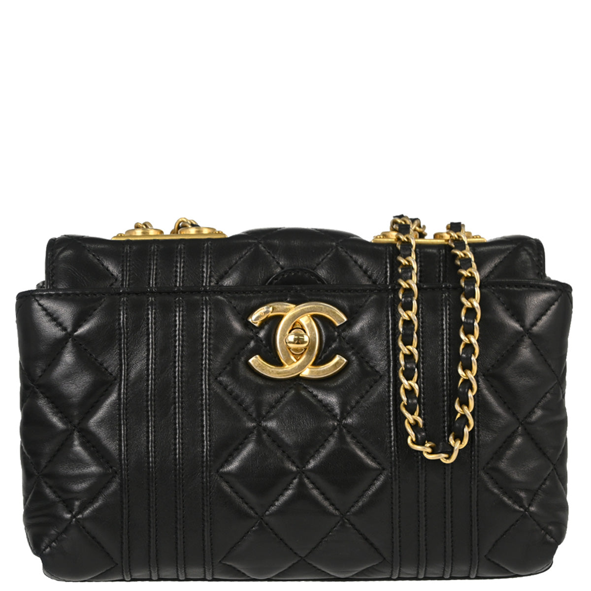 Chanel 2014-2015 Black Lambskin Mademoiselle Shoulder Bag