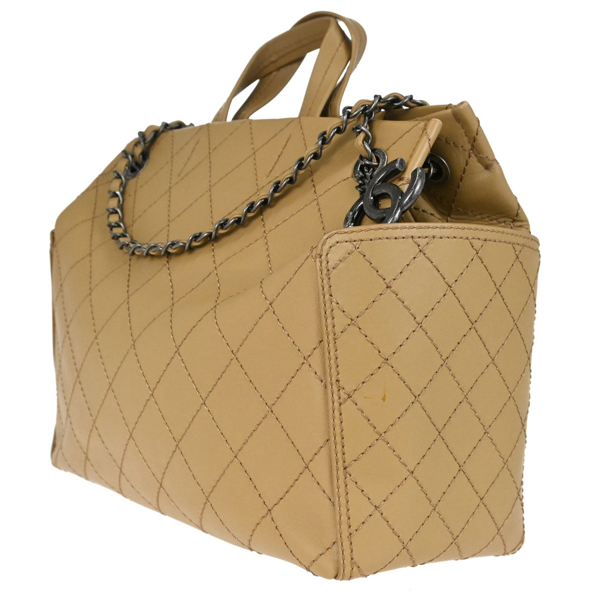 Chanel 2015-2016 Beige Calfskin Wild Stitch Tote 2way Shoulder Handbag