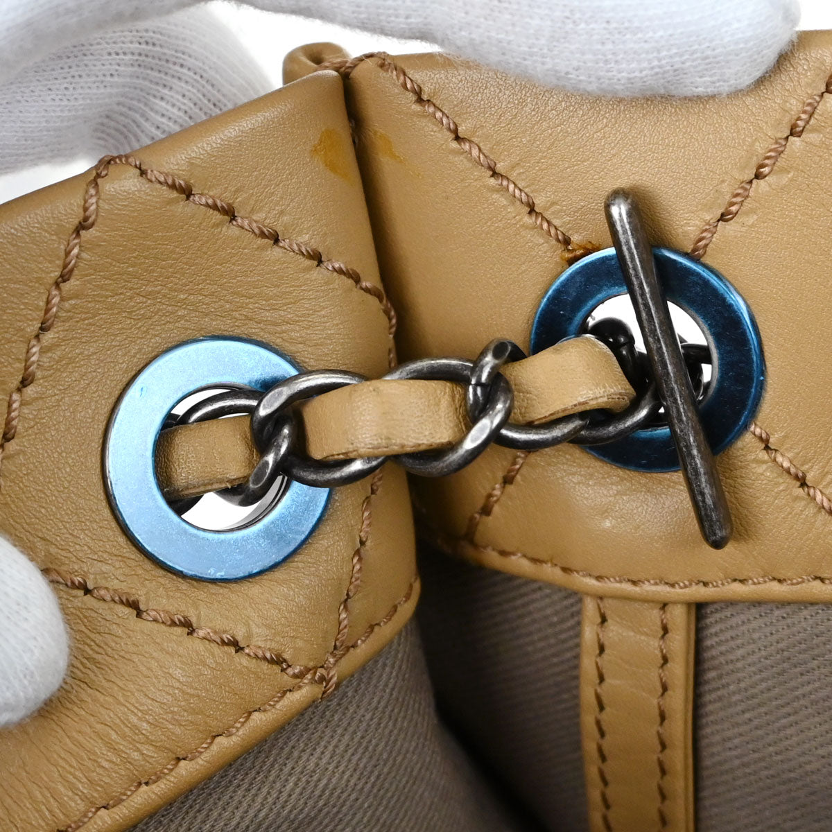 Chanel 2015-2016 Beige Calfskin Wild Stitch Tote 2way Shoulder Handbag
