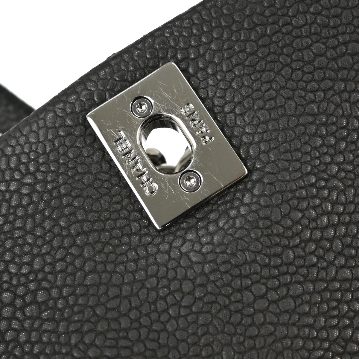 Chanel 2012-2013 Black Caviar Skin Straight Flap Shoulder Bag