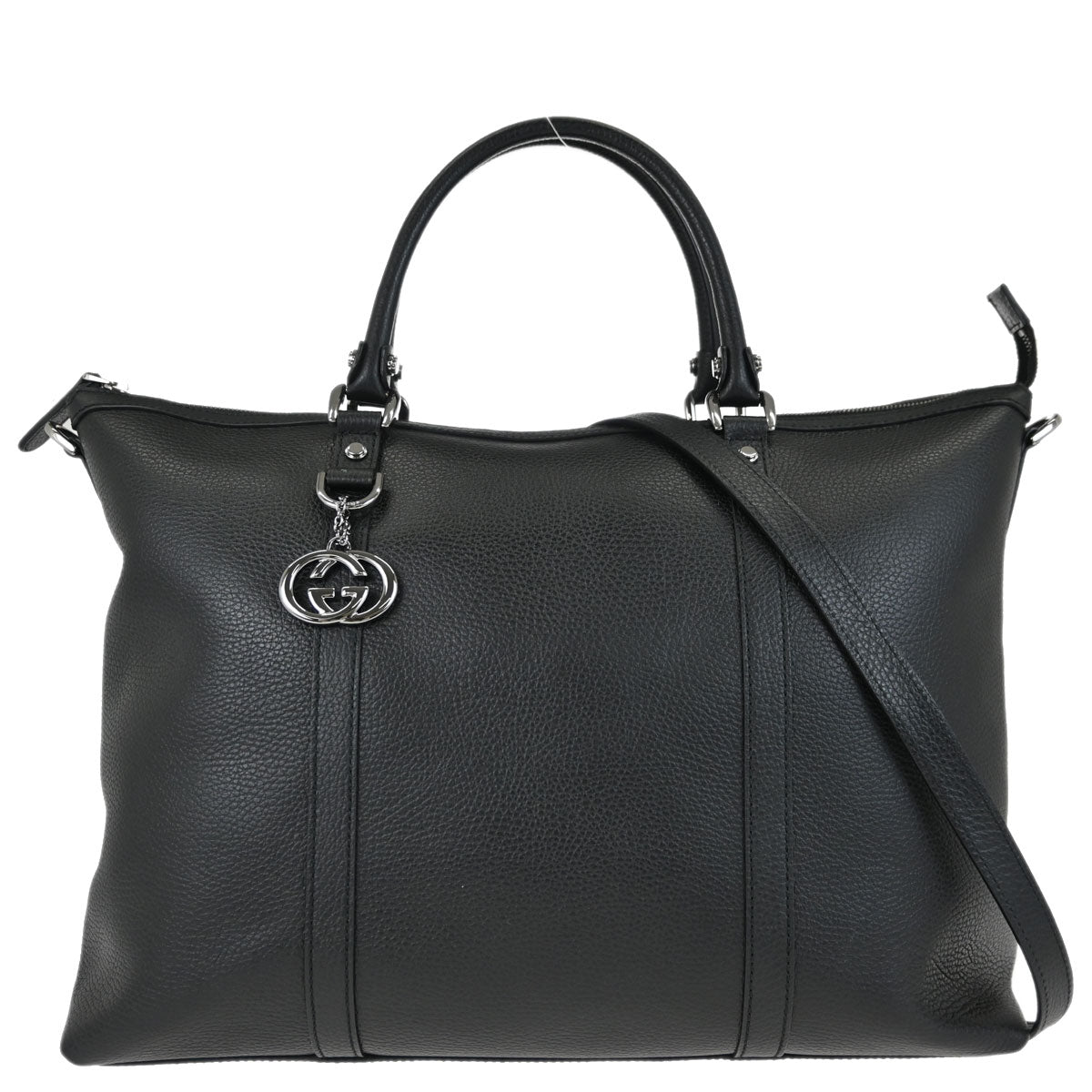 Gucci Black Leather Tote 2way Shoulder Handbag