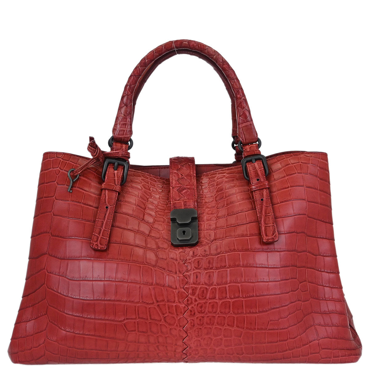 Bottega Veneta * Red Crocodile Roma Tote Handbag