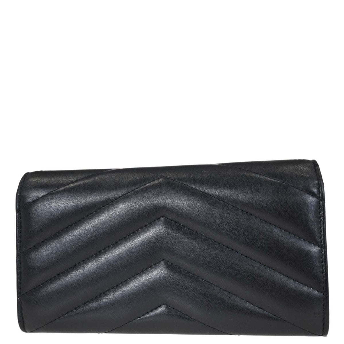 Chanel 2018-2019 Navy Lambskin Chevron CC Button Flap Long Wallet