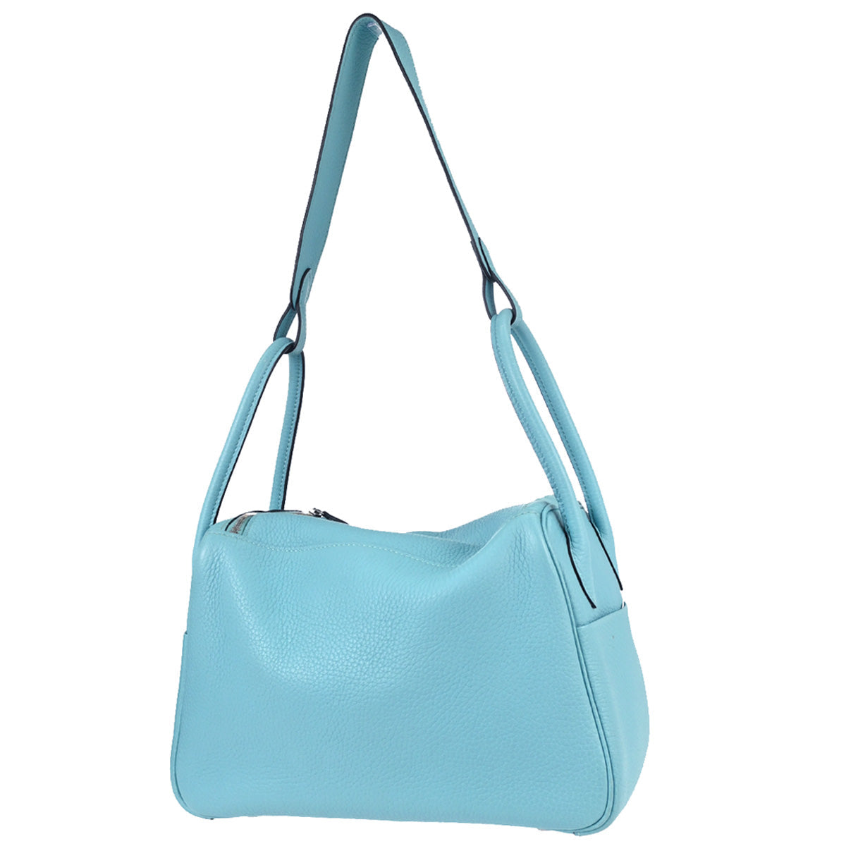 Hermes Blue Atoll Taurillon Clemence Lindy 26 Shoulder Bag
