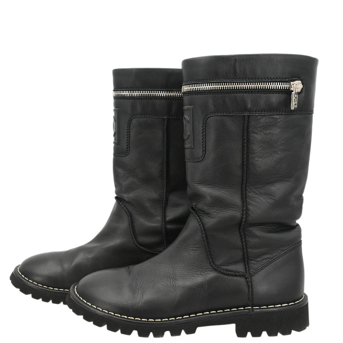 Chanel * Sport Line Boots Black Shoes #38 1/2