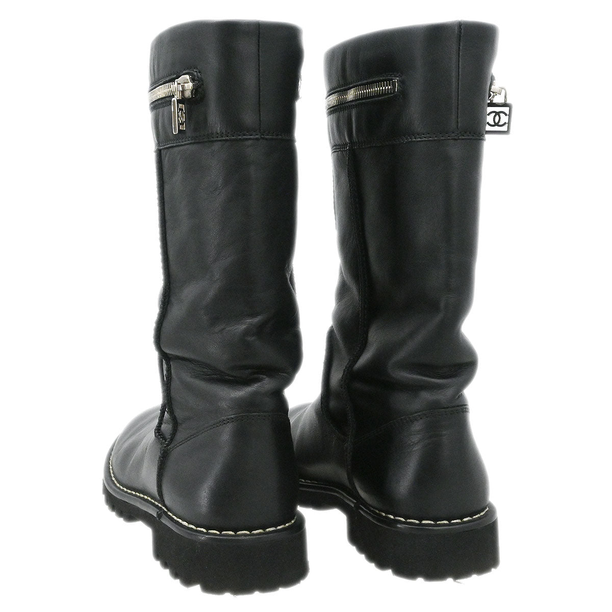 Chanel * Sport Line Boots Black Shoes #38 1/2
