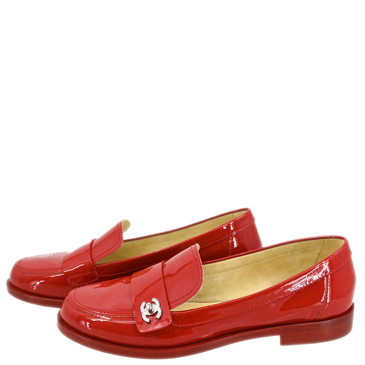 Chanel * Loafers Red Shoes #38