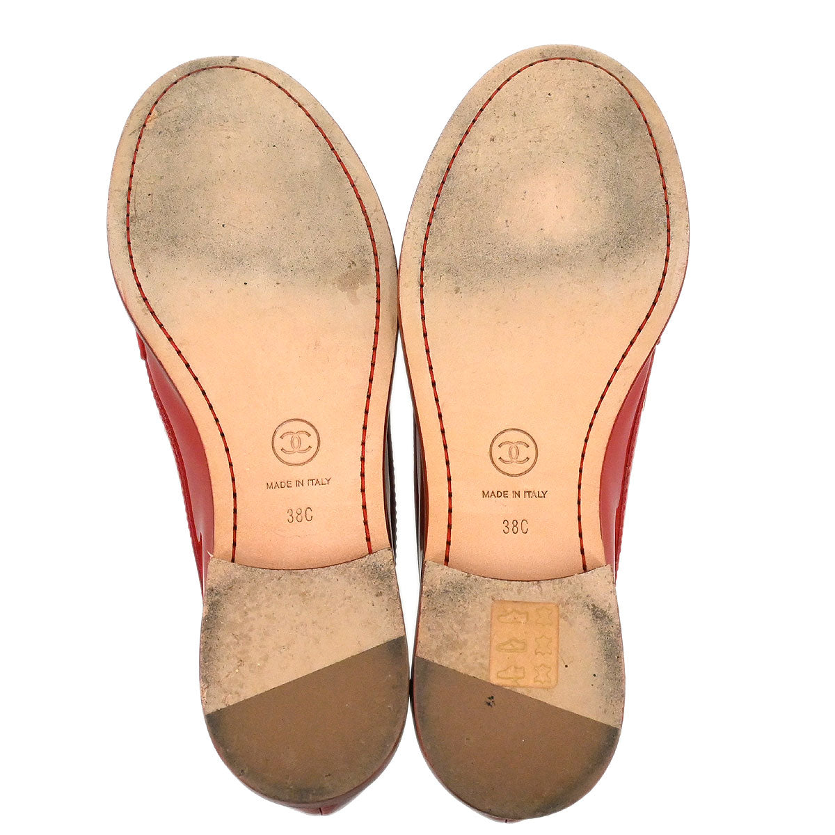 Chanel * Loafers Red Shoes #38
