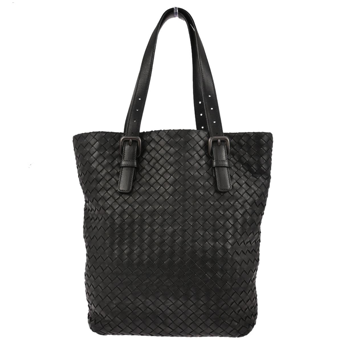 Bottega Veneta Black Lambskin Intrecciato Tote Bag