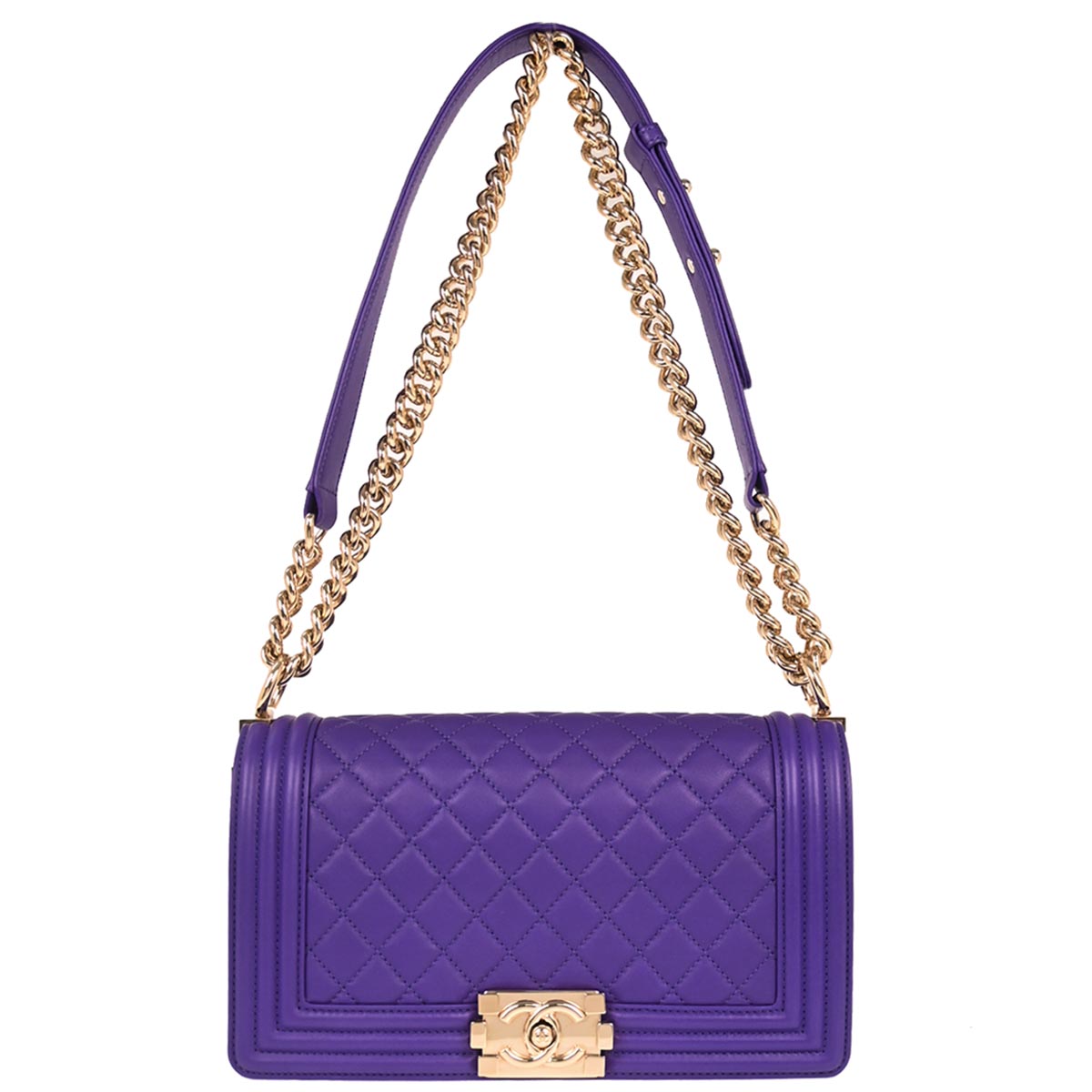 Boy Chanel Purple Lambskin Medium Shoulder Bag