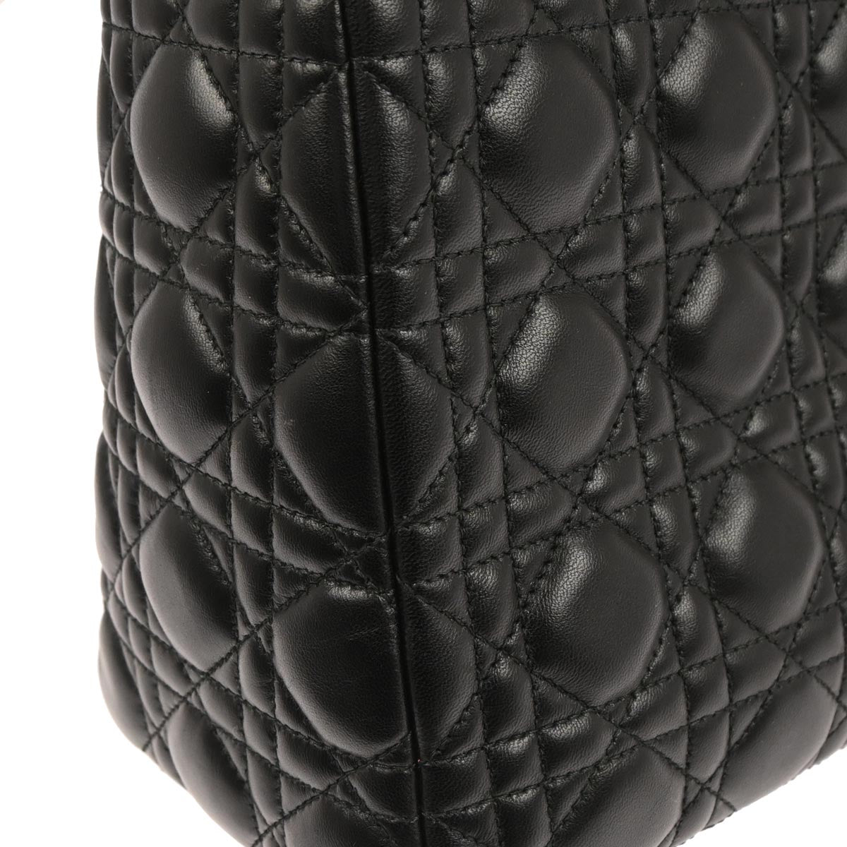 Christian Dior Black Lambskin Lady Dior Cannage 2way Shoulder Handbag