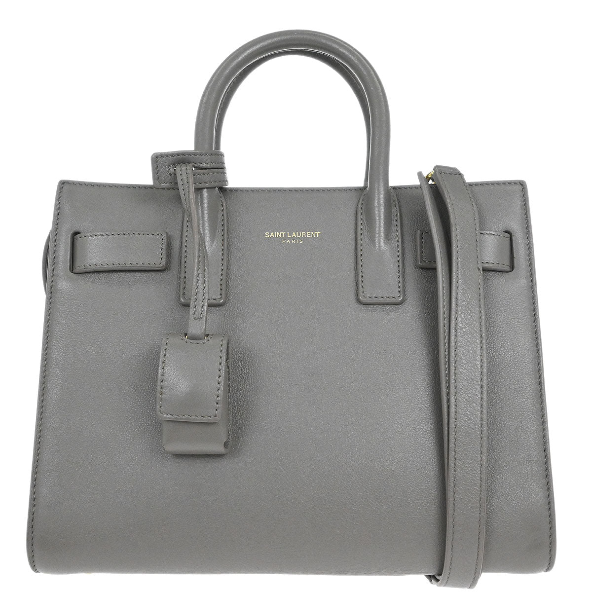 Saint Laurent Gray Calfskin Sac de Jour 2way Shoulder Handbag