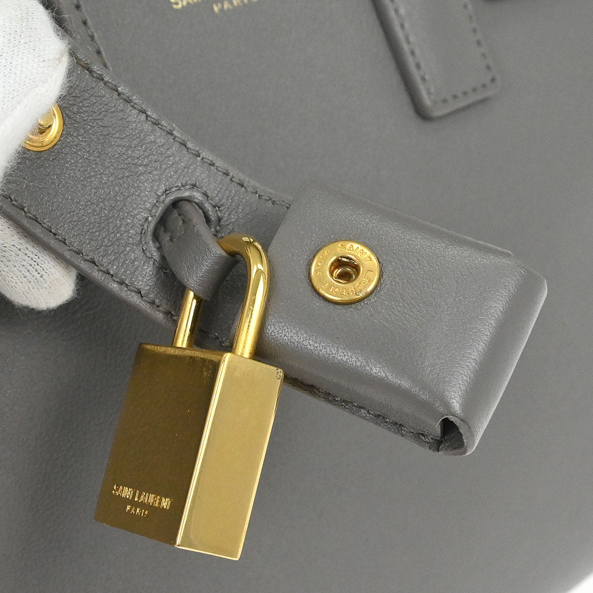 Saint Laurent Gray Calfskin Sac de Jour 2way Shoulder Handbag