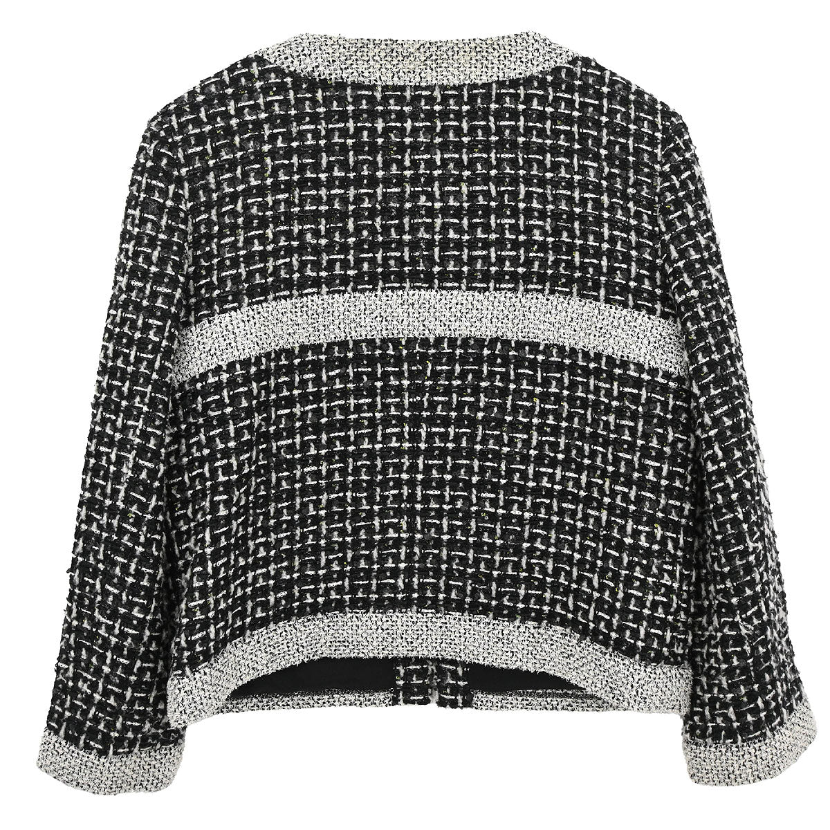 Chanel 2017-2018 Collarless Zip Up Tweed Jacket Black #44