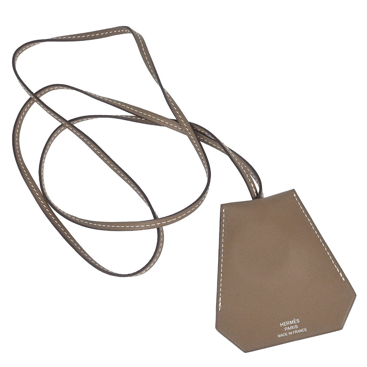 Hermes Etoupe Gray Swift Clochette Necklace Pendant