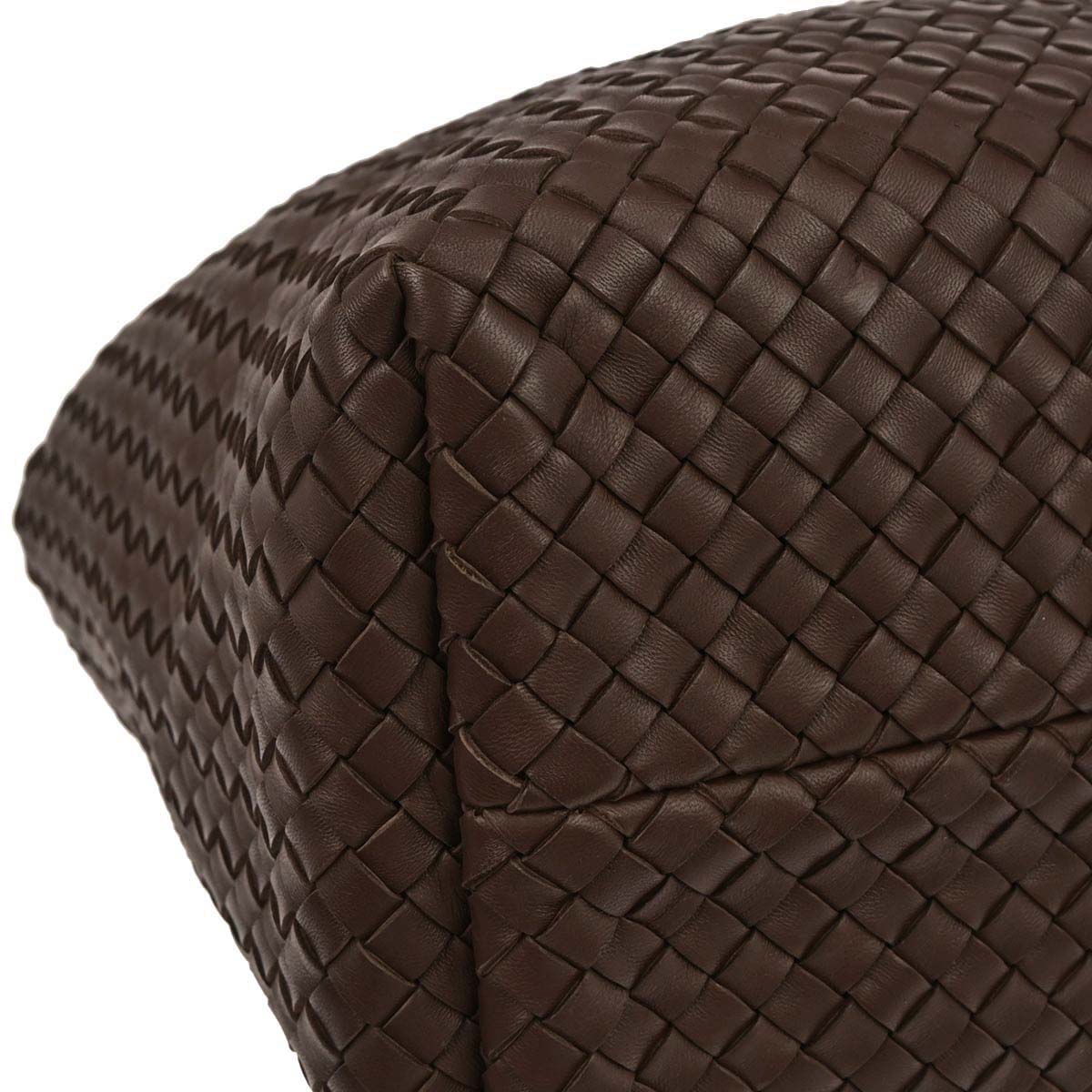 Bottega Veneta Brown Lambskin Intrecciato Tote Handbag