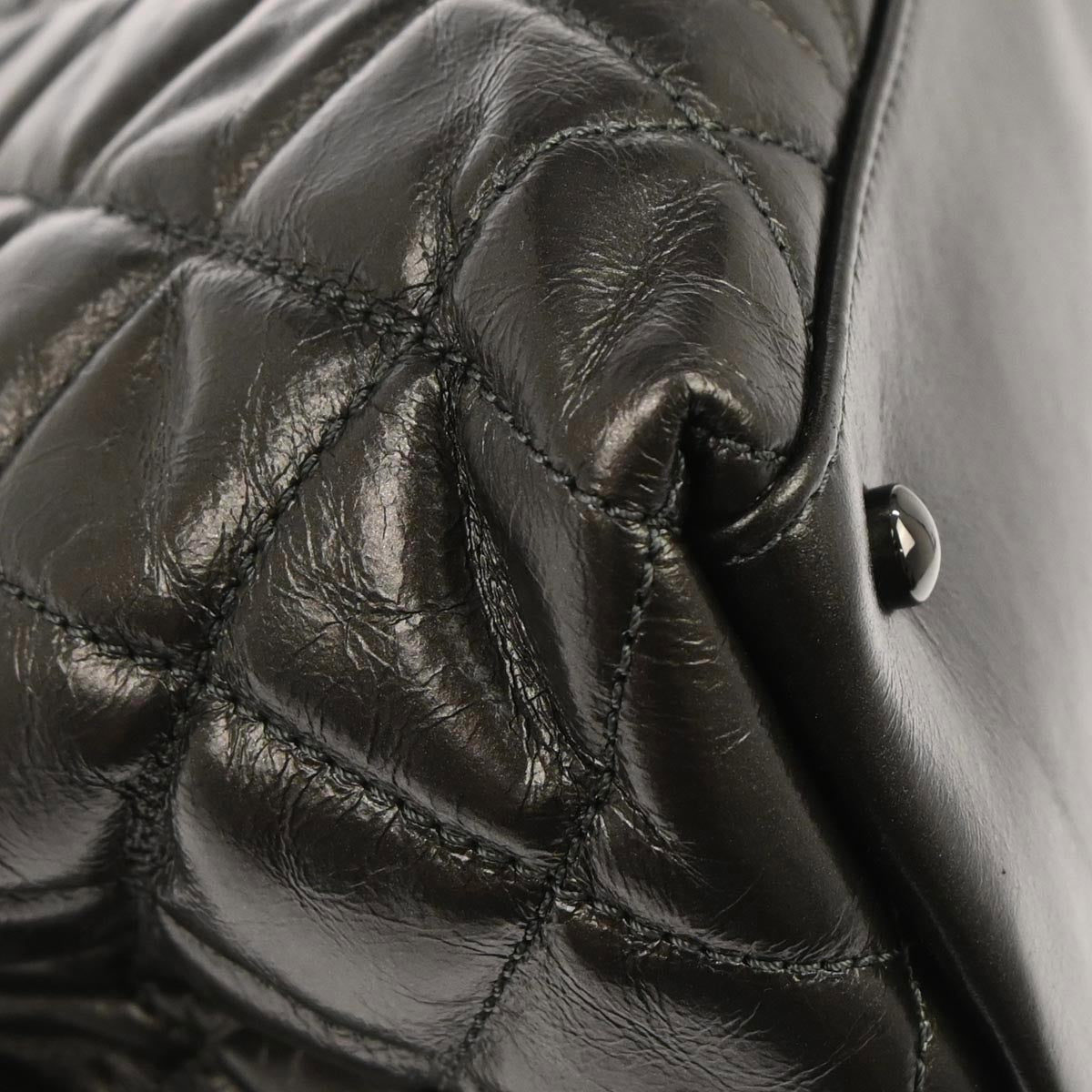 Chanel Metallic Gray Calfskin Chain Me Tote Handbag