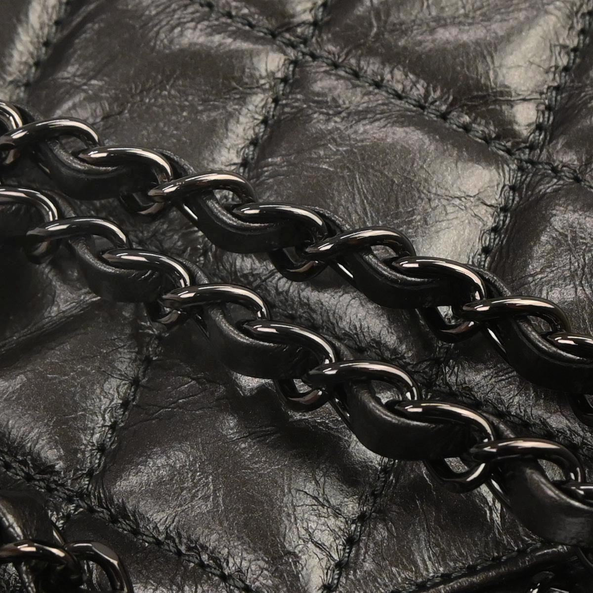 Chanel Metallic Gray Calfskin Chain Me Tote Handbag