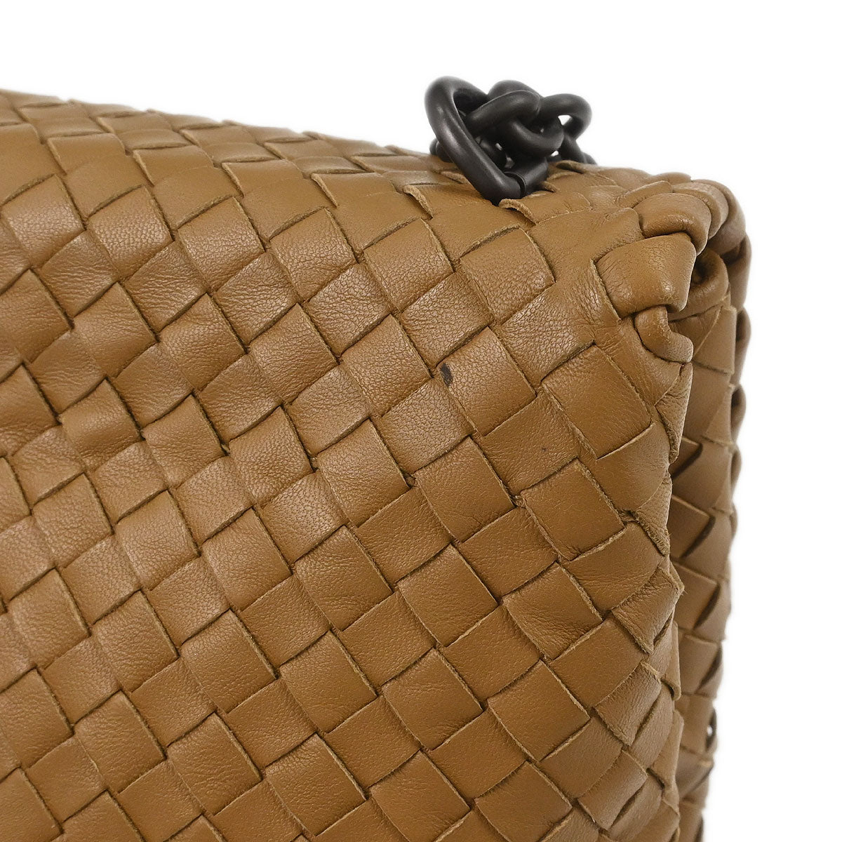 Bottega Veneta Brown Lambskin Intrecciato Shoulder Bag
