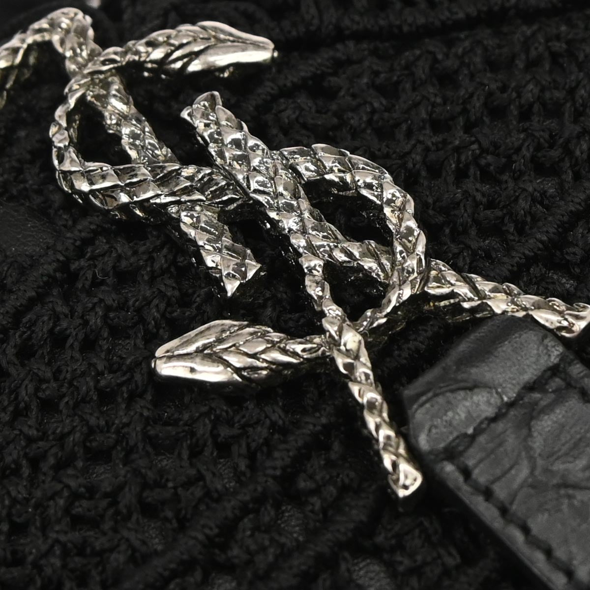 Saint Laurent Black Fabric Baby Crochet Shoulder Bag