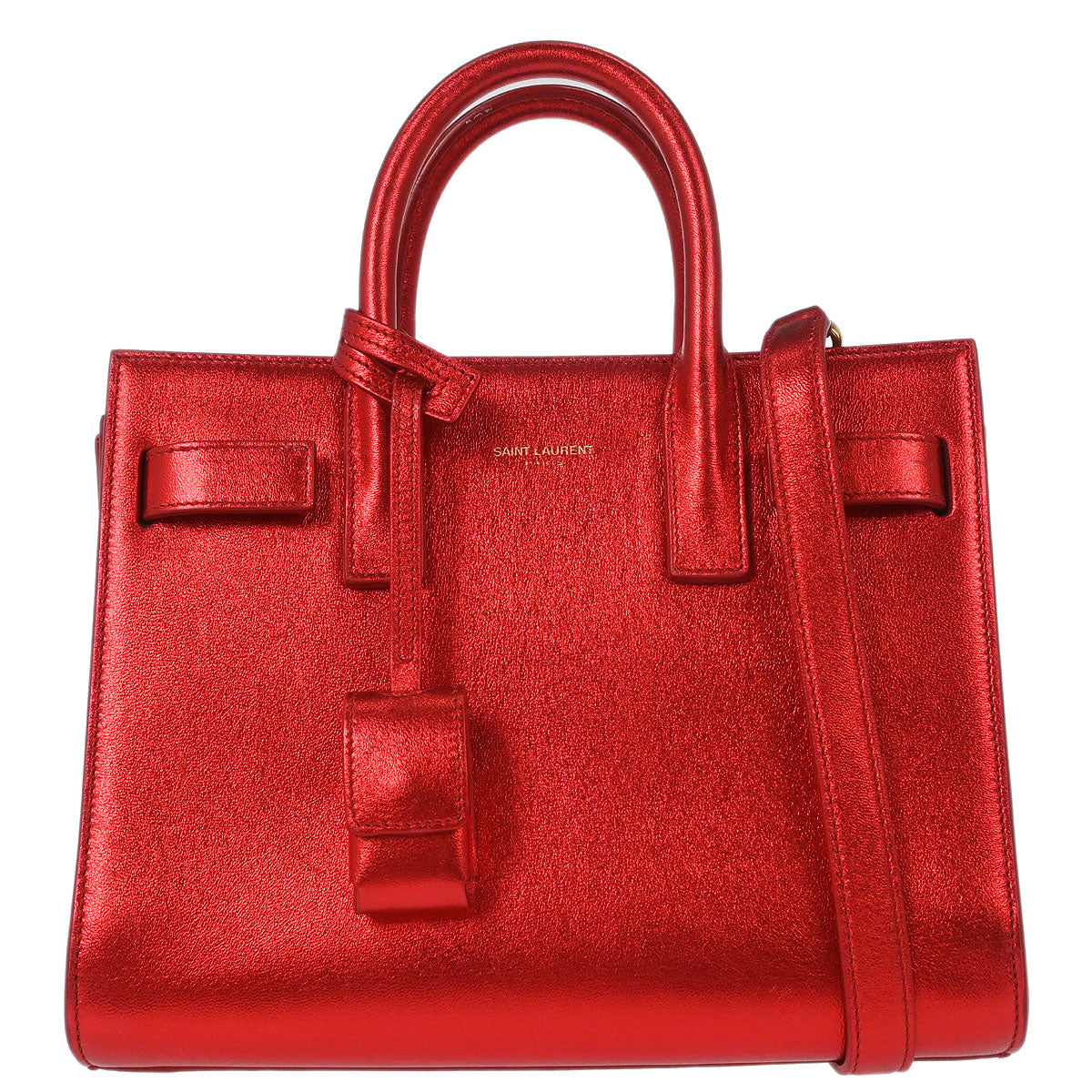 Saint Laurent Metallic Red Sac de Jour 2way Shoulder Handbag