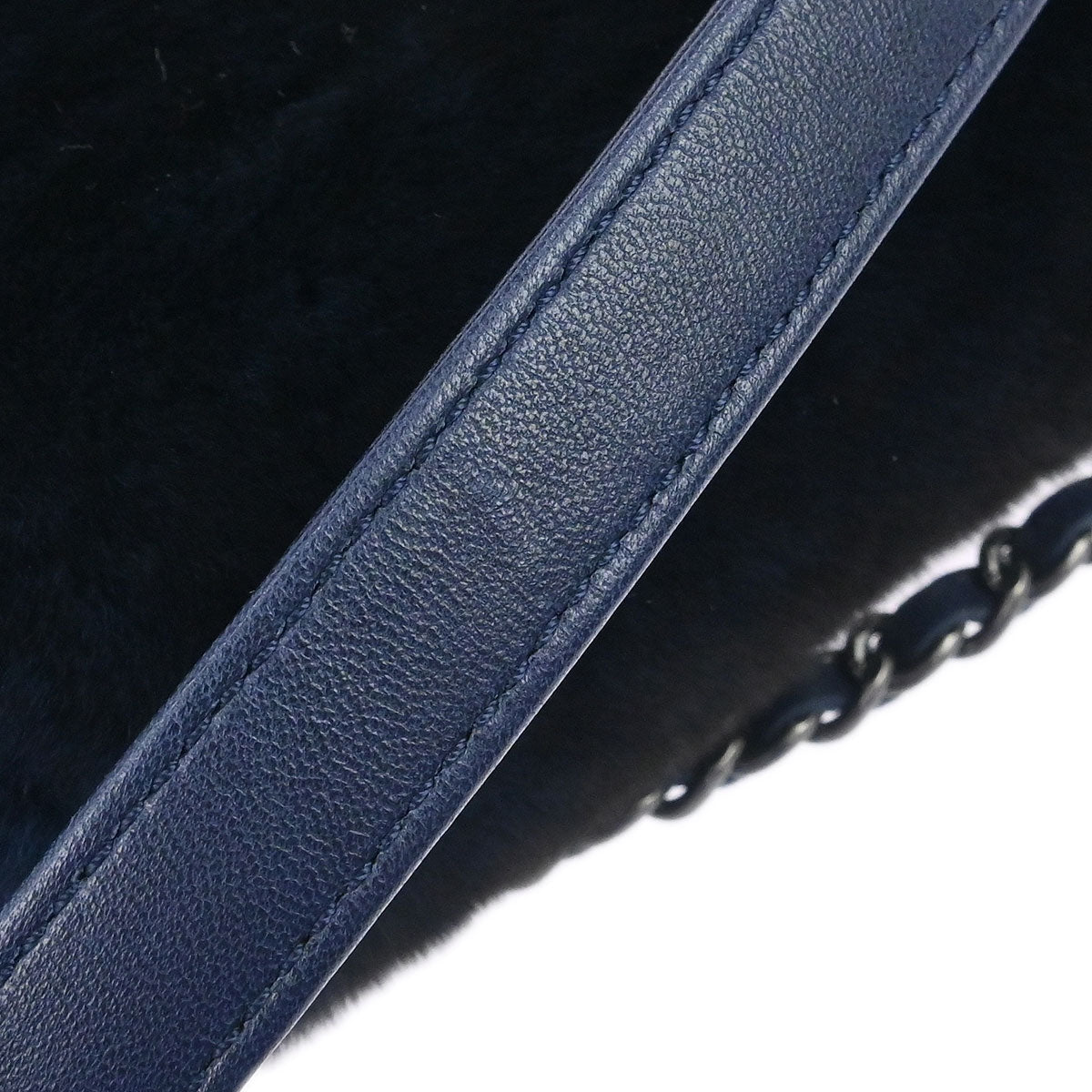 Chanel 2015-2016 Navy Rabbit Fur Shoulder Bag