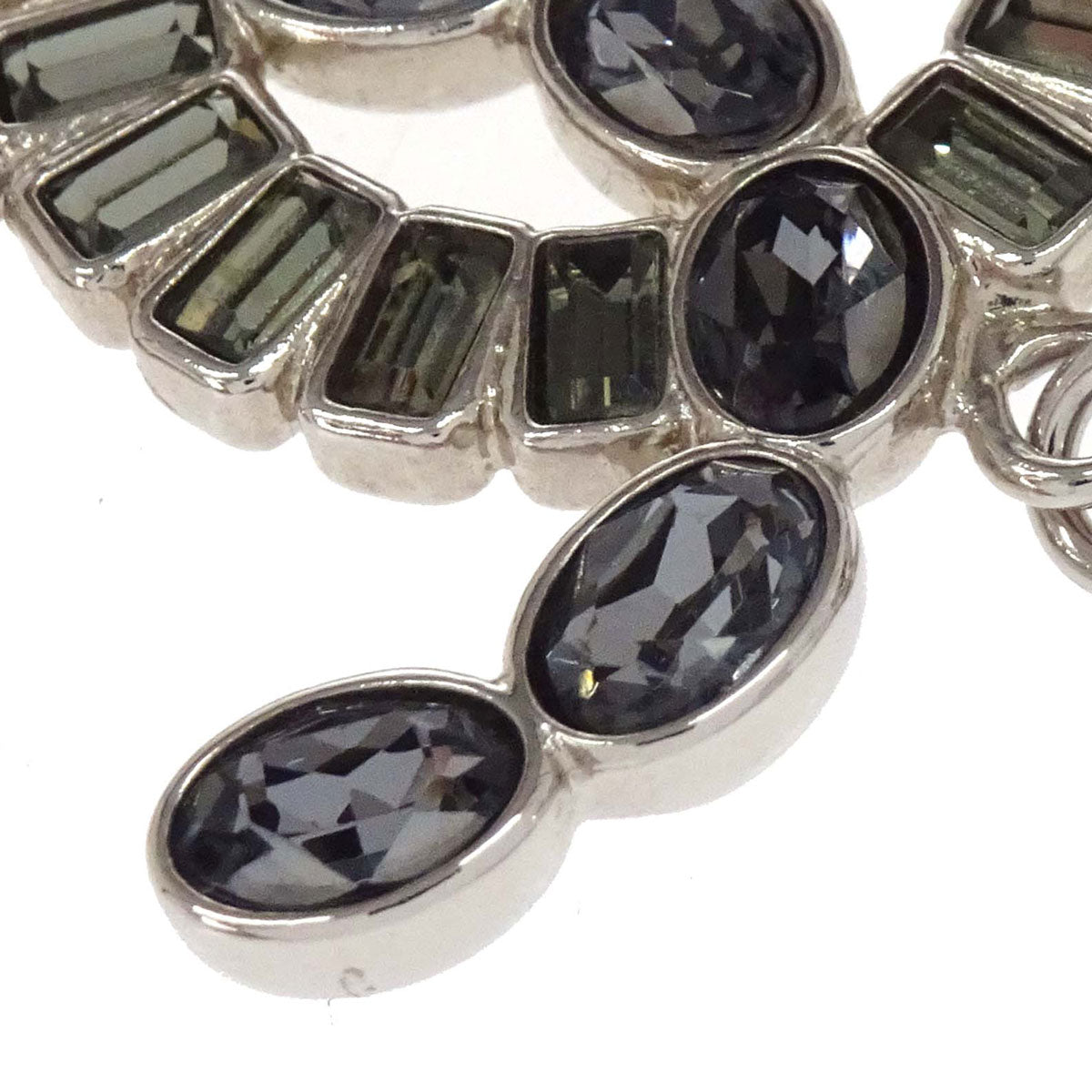 Chanel CC Chain Pendant Necklace Silver Rhinestone B17B