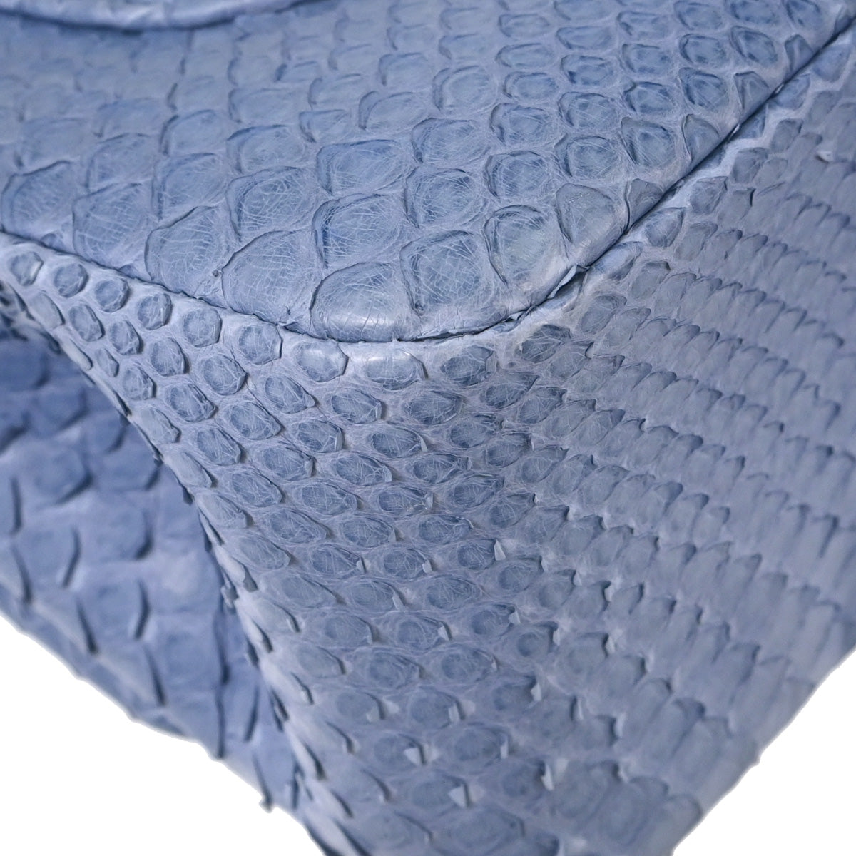 Chanel * Blue Python Jumbo Classic Double Flap Shoulder Bag