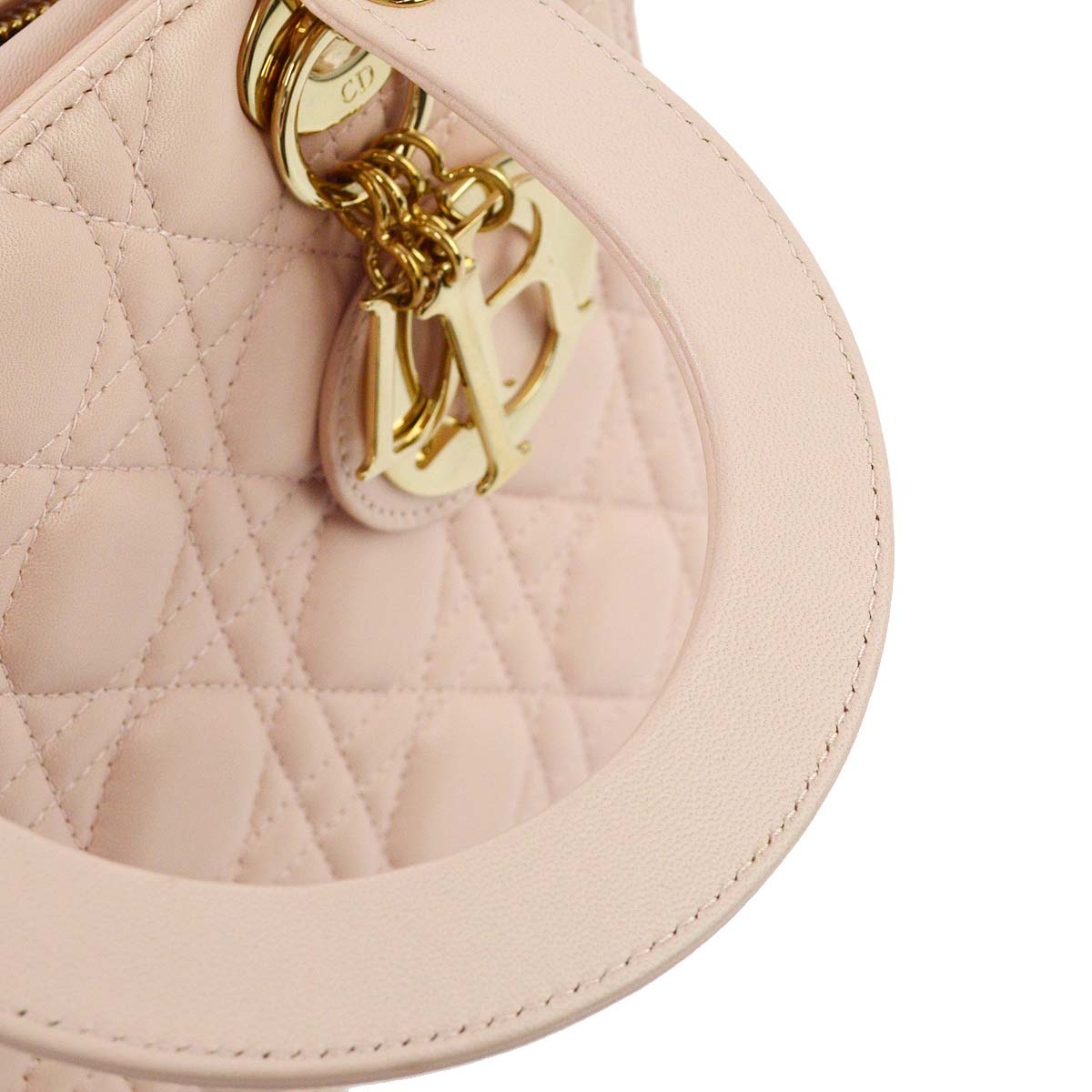 Christian Dior 2014 Pink Lambskin Lady Dior Cannage 2way Shoulder Handbag