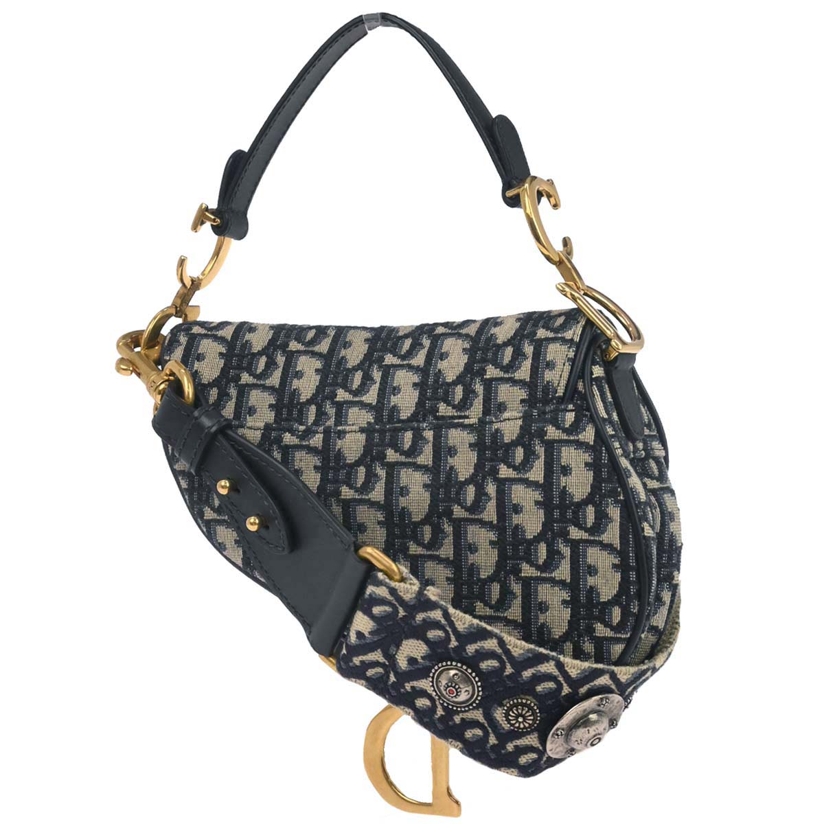 Christian Dior 2018 Navy Trotter Oblique Saddle 2way Shoulder Handbag