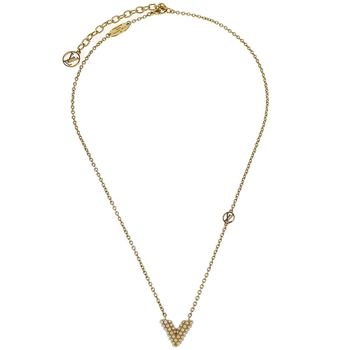 Louis Vuitton Gold Collier Essential V Perle Necklace M68358 VA0179