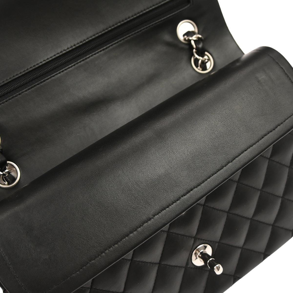 Chanel 2010-2011 Black Lambskin Medium Classic Double Flap Shoulder Bag