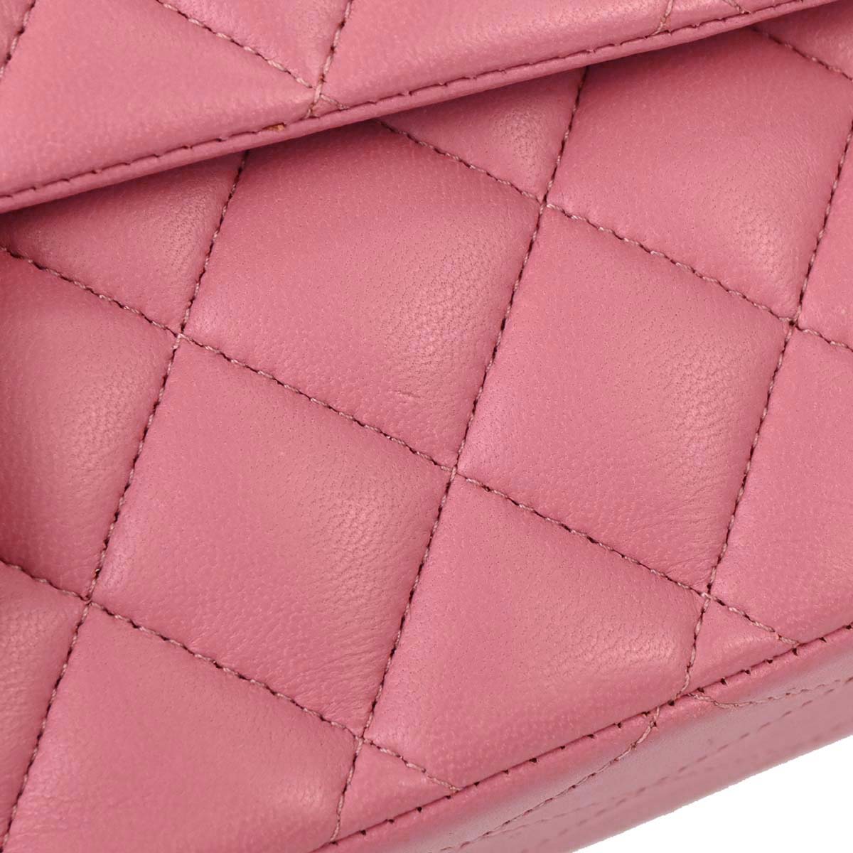 Chanel Pink Lambskin Medium Classic Double Flap Shoulder Bag