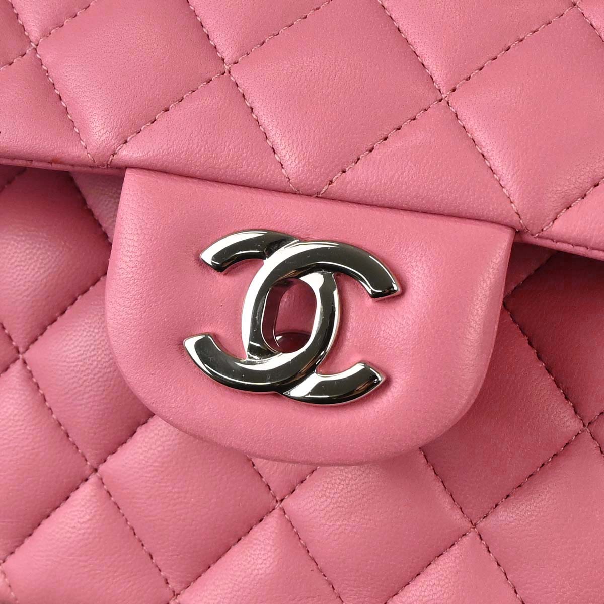 Chanel Pink Lambskin Medium Classic Double Flap Shoulder Bag