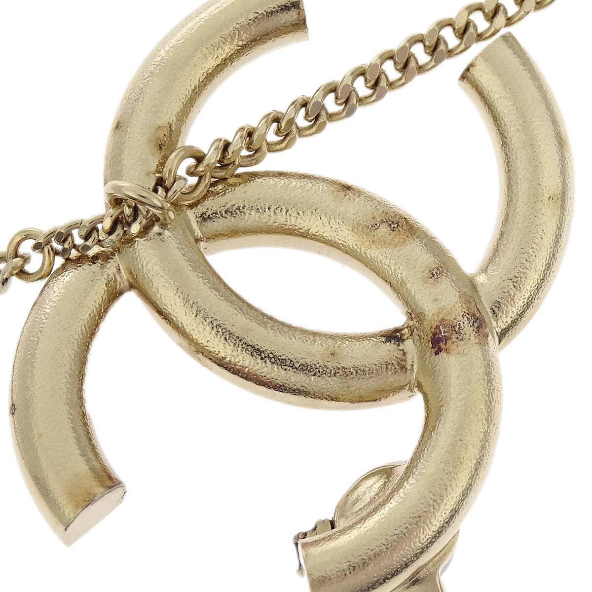 Chanel Ladybug CC Charm Gold Chain Necklace Costume Pearl 18P