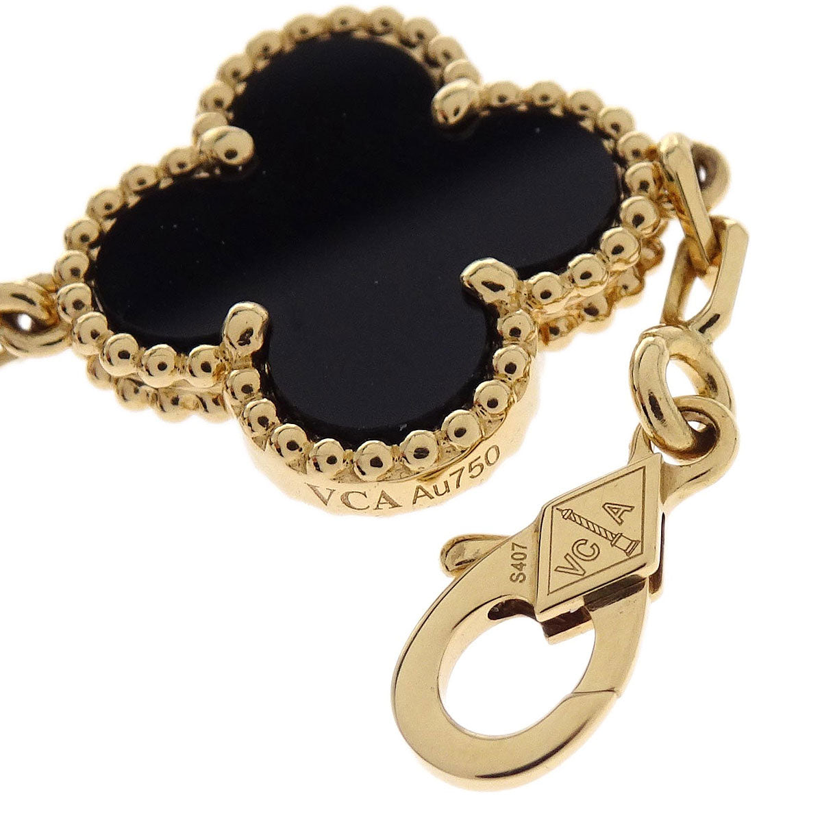 Van Cleef & Arpels Alhambra 5P Bracelet Onyx Gold Au750 Jewelry